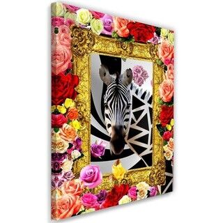 Wandbilder, Zebra und bunte Rosen