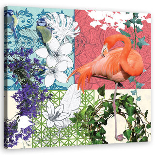 Wandbilder, Flamingo und Vogelcollage