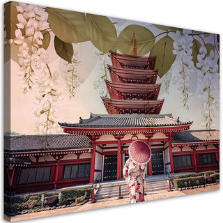 Wandbilder, Japanische Geisha und Tempel