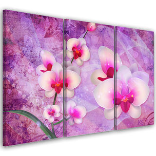 Dreiteiliges Wandbild, Orchideenblumen Abstraktion