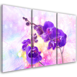 Dreiteiliges Wandbild, Lila Orchideenblume