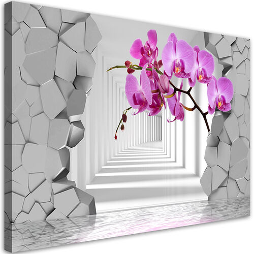 Wandbilder, Orchidee auf einem abstrakten 3D-Hintergrund