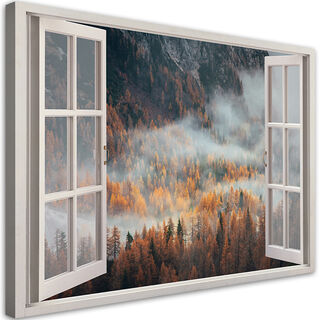 Wandbilder, Fenster - Herbstnebel in den Bergen