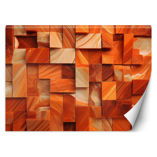 Tapete, Orange Würfel 3D