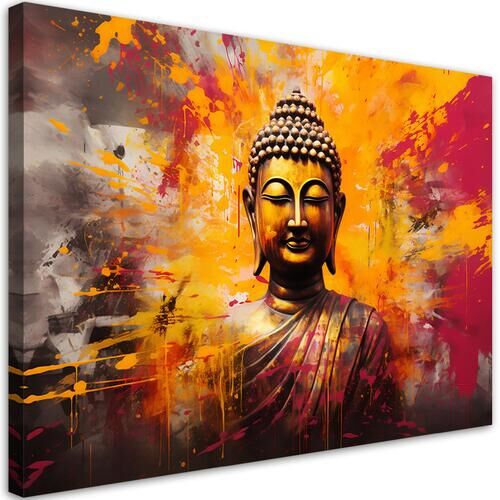 Wandbilder, Buddha-Statue bunte Abstraktion