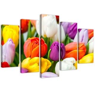 Fünfteilige Wandbilder, Bunte Tulpen