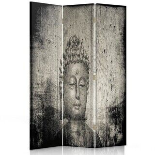 Raumteiler Beidseitig, Bild von Buddha in Grau