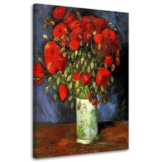 Wandbilder, Vase mit roten Mohnblumen - V. van Gogh Reproduktion