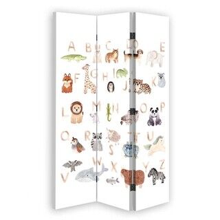 Raumteiler Beidseitig PIN IT, Alphabet mit Tieren - (110x170)