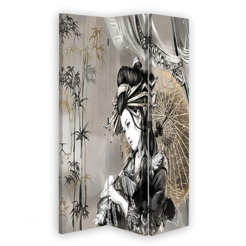 Raumteiler Beidseitig drehbar, Geisha und Bambus - (110x170)