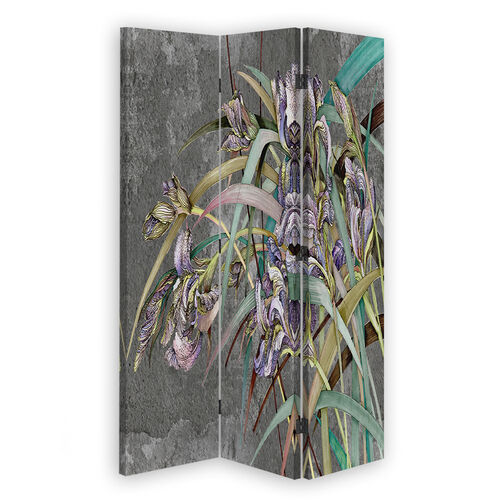 Raumteiler Beidseitig drehbar, Irisblumen im Wind - (110x170)
