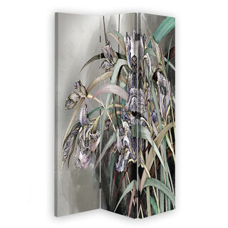 Raumteiler Beidseitig drehbar, Irisblumen im Wind - (110x170)