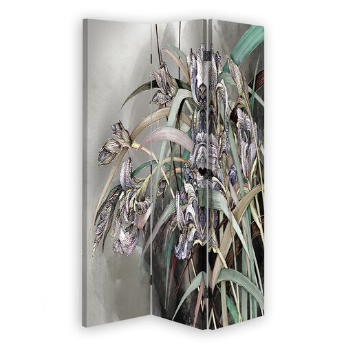 Raumteiler Beidseitig drehbar, Irisblumen im Wind - (110x170)