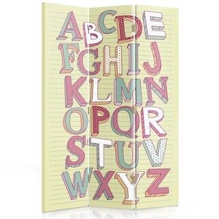 Raumteiler Beidseitig drehbar, Alphabet in Pastellfarben - (110x170)