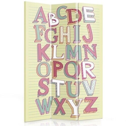 Raumteiler Beidseitig drehbar, Alphabet in Pastellfarben - (110x170)