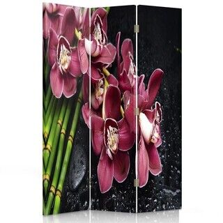 Raumteiler beidseitig drehbar, Orchidee mit Bambus - (110x170)