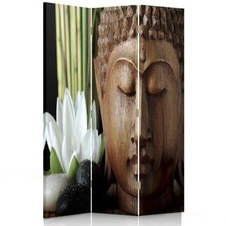 Raumteiler Beidseitig drehbar, Buddha im Holz - (110x170)