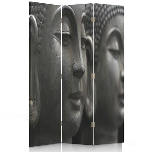 Raumteiler Beidseitig drehbar, Stein-Gesicht von Buddha - (110x170)