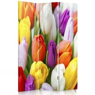 Raumteiler Beidseitig drehbar, Bunte Tulpen - (110x170)
