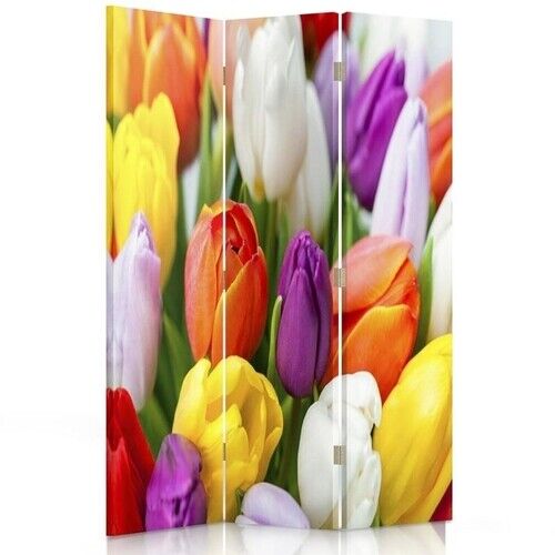 Raumteiler Beidseitig drehbar, Bunte Tulpen - (110x170)