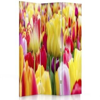Raumteiler Beidseitig drehbar, Mehrfarbige Tulpen - (110x170)