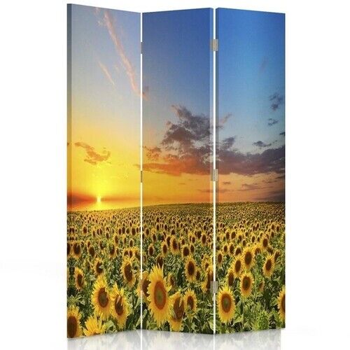 Raumteiler Beidseitig drehbar, Landschaft mit Sonnenblumen - (110x170)