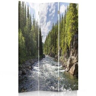 Raumteiler Beidseitig drehbar, Rauschender Fluss im Wald - (110x170)