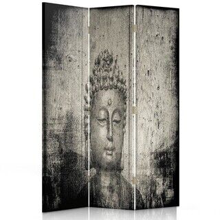 Raumteiler Beidseitig drehbar, Bild von Buddha in Grau - (110x170)