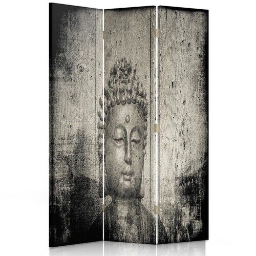 Raumteiler Beidseitig drehbar, Bild von Buddha in Grau - (110x170)