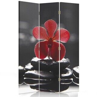 Raumteiler Beidseitig drehbar, Zen mit roter Orchidee - (110x170)