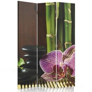 Raumteiler Beidseitig drehbar, Zen mit pinker Orchidee - (110x170)