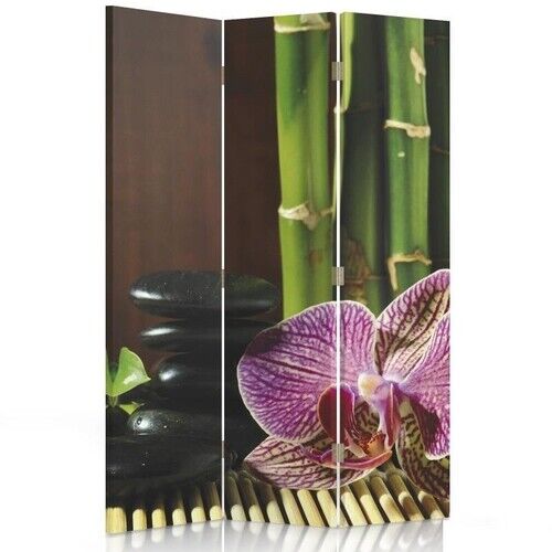 Raumteiler Beidseitig drehbar, Zen mit pinker Orchidee - (110x170)