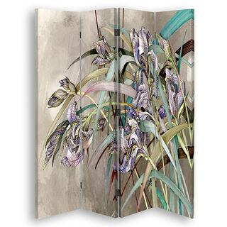 Raumteiler Beidseitig, Irisblumen im Wind - (145x170)