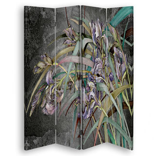 Raumteiler Beidseitig, Irisblumen im Wind - (145x170)