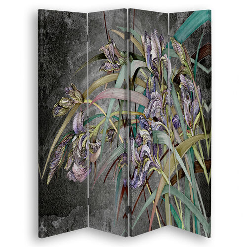 Raumteiler Beidseitig, Irisblumen im Wind - (145x170)