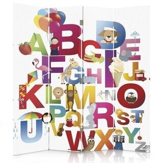 Raumteiler Beidseitig, Buntes Alphabet - (145x170)