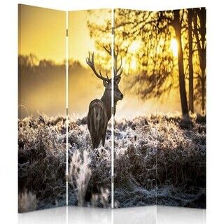 Raumteiler Beidseitig, Hirsch bei Sonnenuntergang - (145x170)