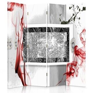 Raumteiler Beidseitig, Abstraktion in Grau und Rot - (145x170)