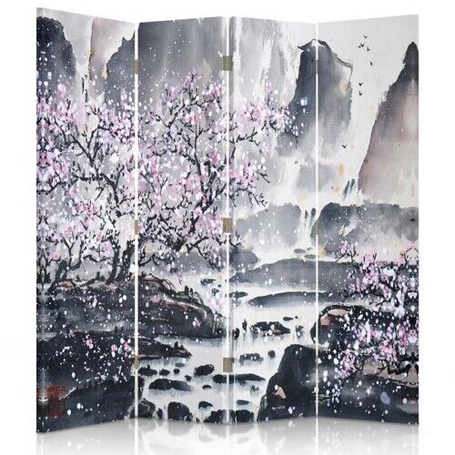 Raumteiler Beidseitig, Kirschblüte bei einem Wasserfall - (145x170)