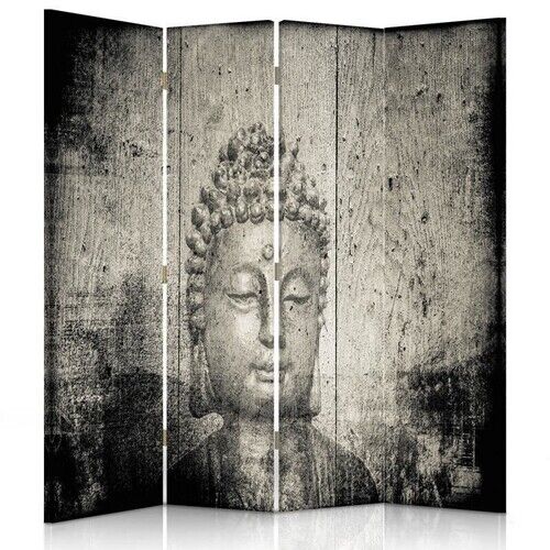 Raumteiler Beidseitig, Bild von Buddha in Grau - (145x170)