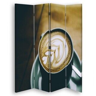 Raumteiler Beidseitig, Kaffee mit Muster - (145x170)