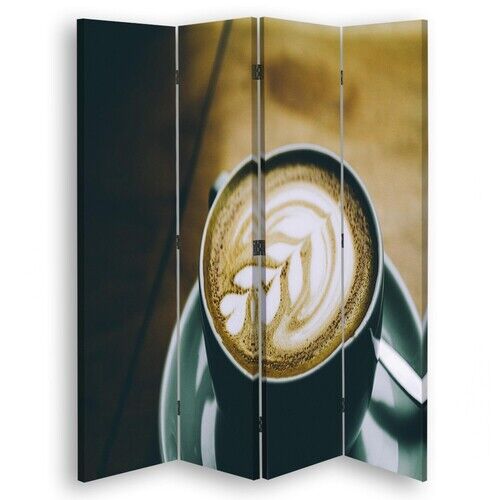 Raumteiler Beidseitig, Kaffee mit Muster - (145x170)