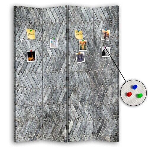 Raumteiler Beidseitig PIN IT, Graues Karomuster - (145x170)