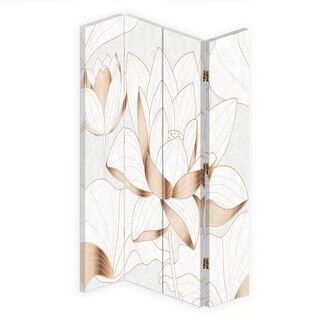 Raumteiler Beidseitig drehbar, Lotusblume in Beige - (145x170)