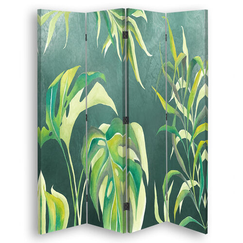 Raumteiler Beidseitig drehbar, Monstera-Blätter - (145x170)