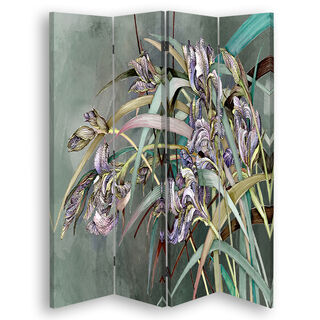 Raumteiler Beidseitig drehbar, Irisblumen im Wind - (145x170)