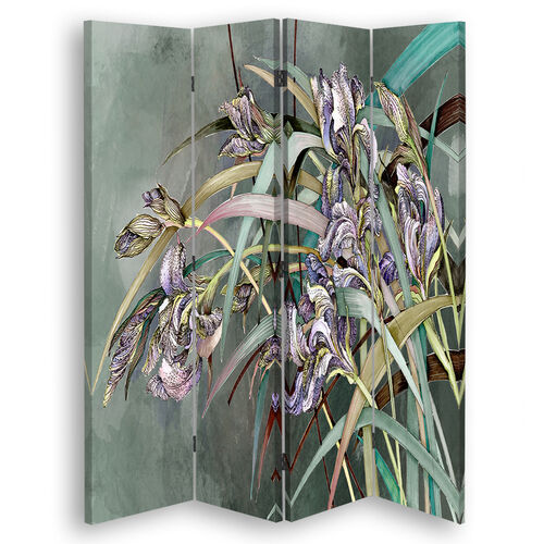 Raumteiler Beidseitig drehbar, Irisblumen im Wind - (145x170)