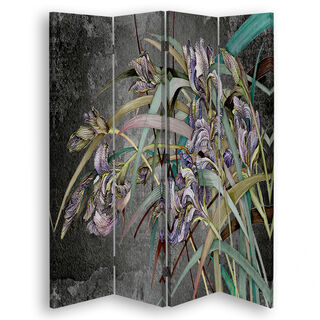 Raumteiler Beidseitig drehbar, Irisblumen im Wind - (145x170)