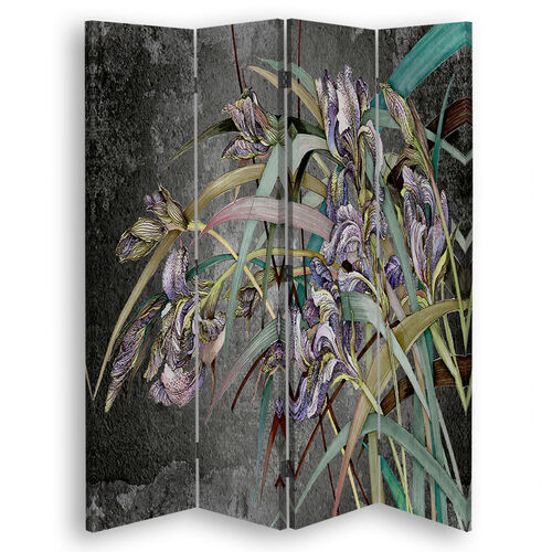 Raumteiler Beidseitig drehbar, Irisblumen im Wind - (145x170)