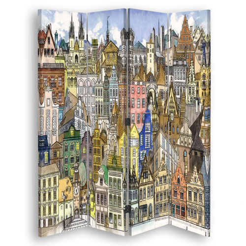 Raumteiler Beidseitig drehbar, Glückliche Stadt - (145x170)
